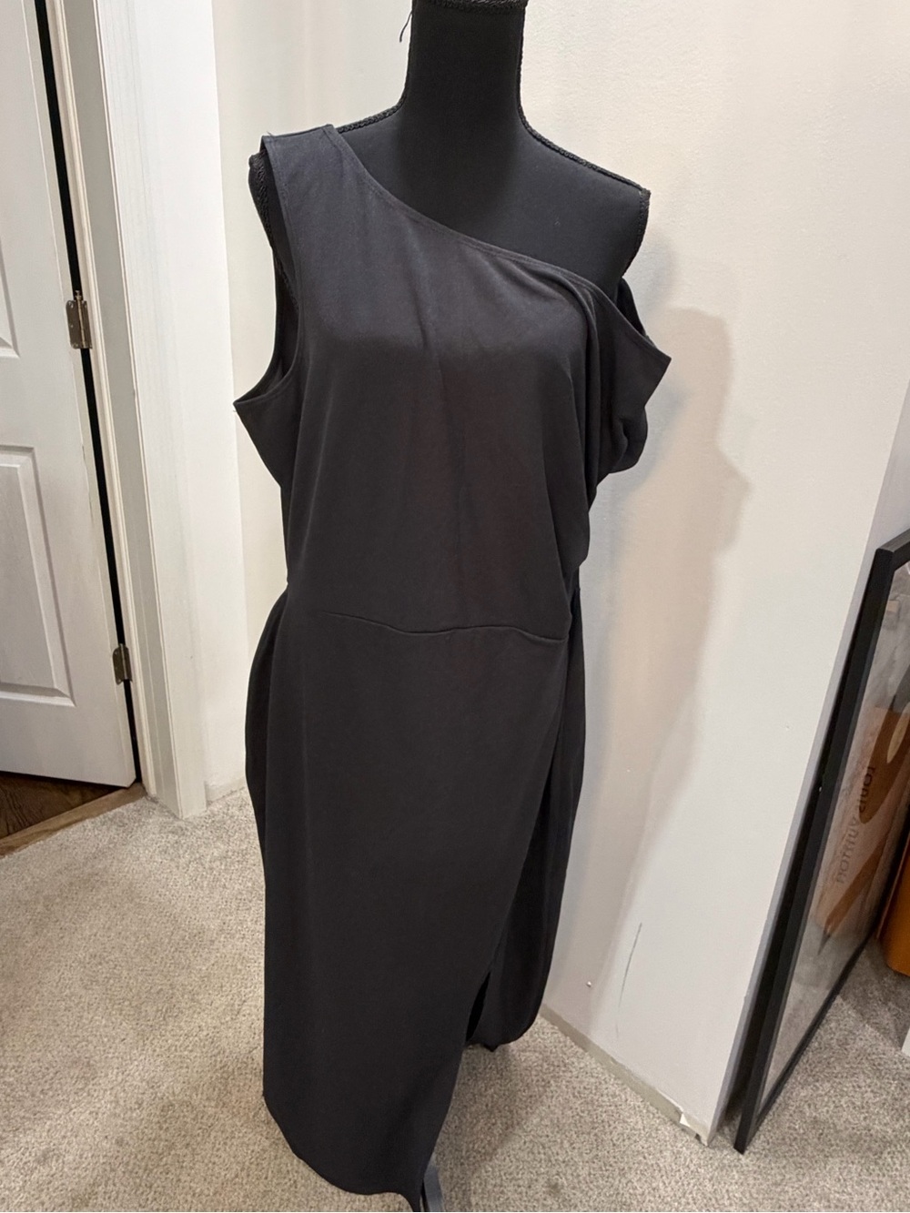 Asymmetric Off the Shoulder Grey Dress